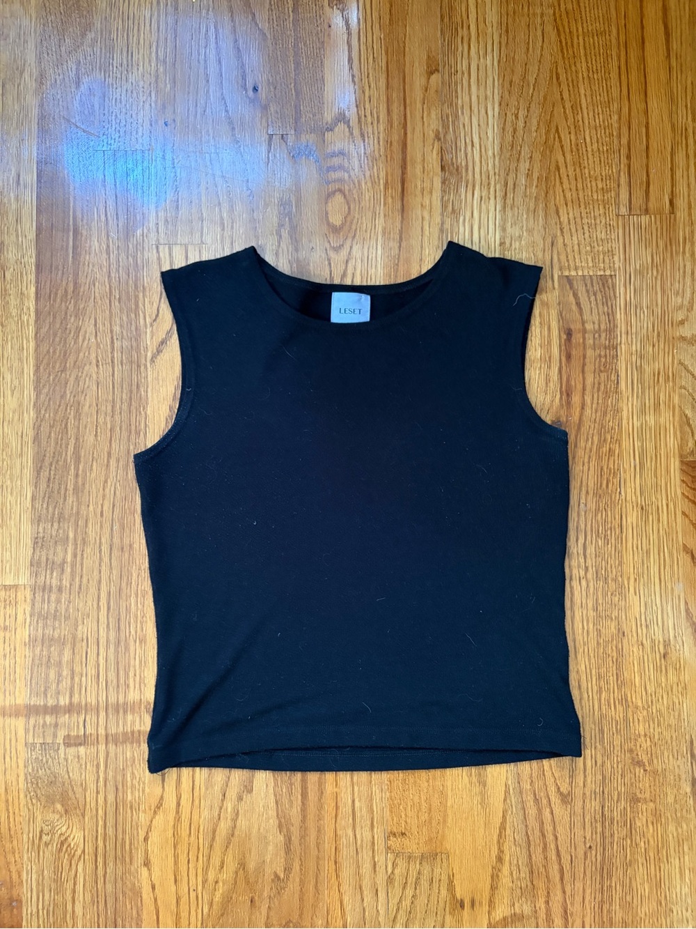 LESET Lauren Black Sleeveless Ribbed Tank Top